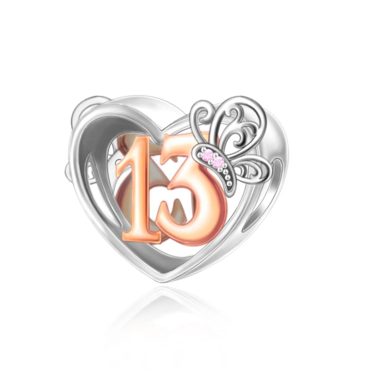 Amarante Jewelry 13th Birthday Butterfly Heart Charm
