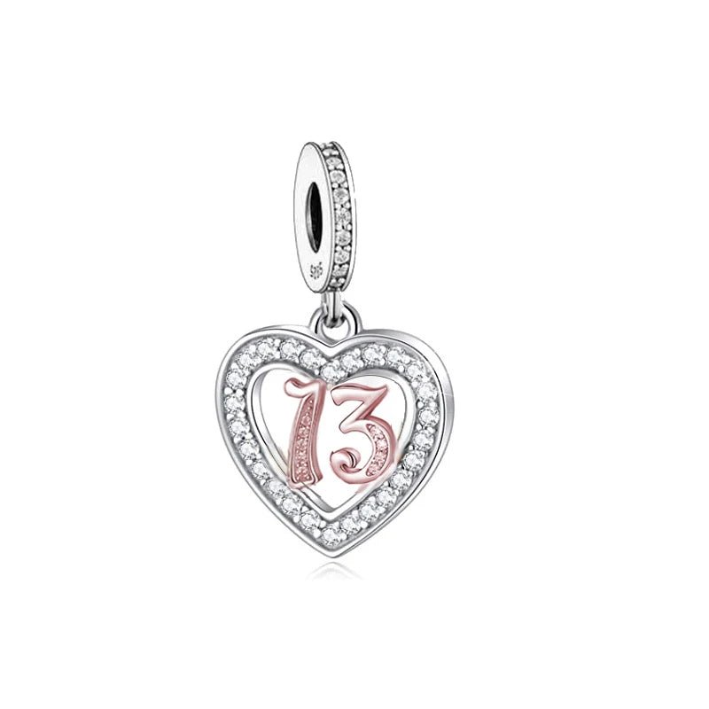 Amarante Jewelry 13th Birthday Rose Gold Heart Dangle Charm