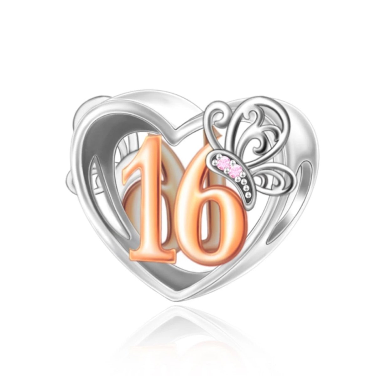 Amarante Jewelry 16th Birthday Butterfly Heart Charm