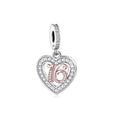 Amarante Jewelry 16th Birthday Rose Gold Heart Dangle Charm