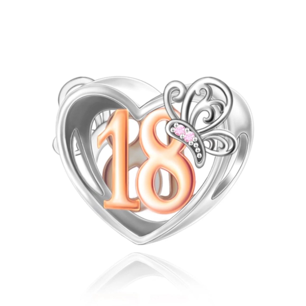 Amarante Jewelry 18th Birthday Butterfly Heart Charm