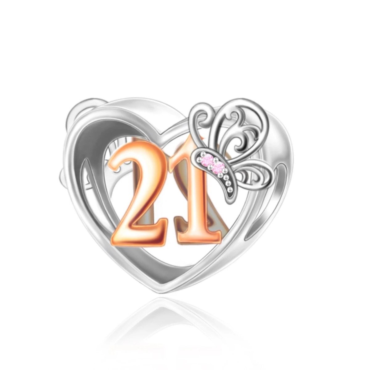 Amarante Jewelry 21st Birthday Butterfly Heart Charm