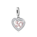 Amarante Jewelry 30th Birthday Rose Gold Heart Dangle Charm
