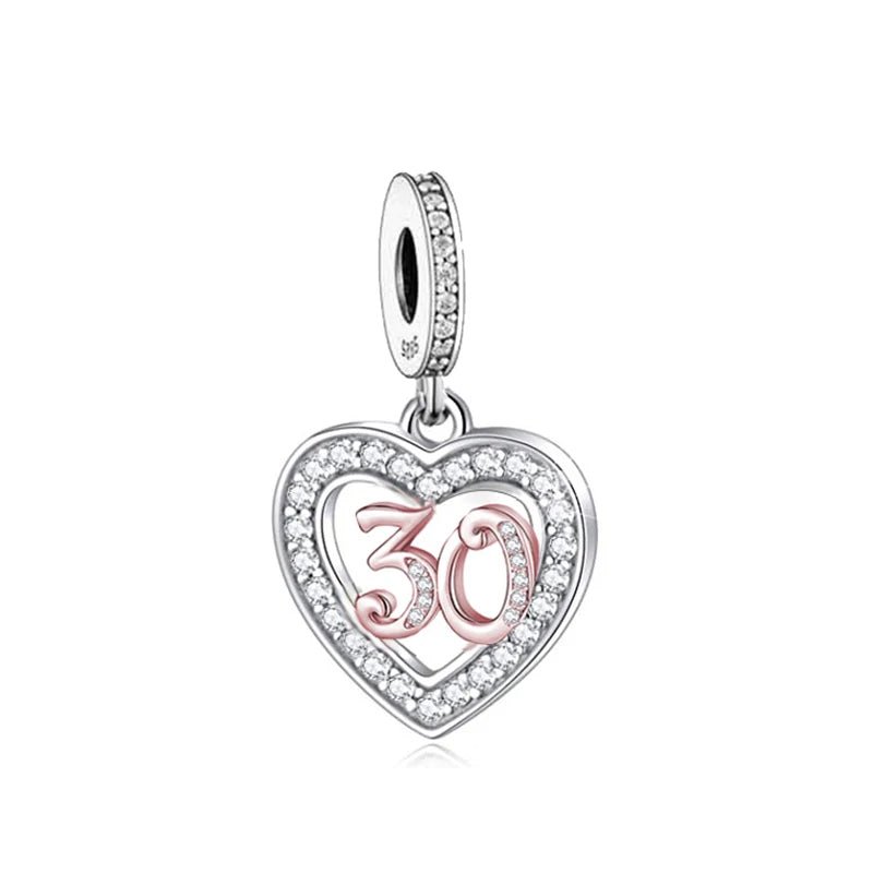 Amarante Jewelry 30th Birthday Rose Gold Heart Dangle Charm