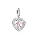 Amarante Jewelry 40th Birthday Rose Gold Heart Dangle Charm
