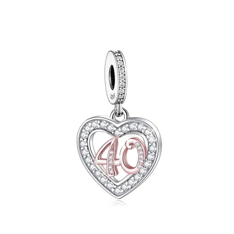 Amarante Jewelry 40th Birthday Rose Gold Heart Dangle Charm