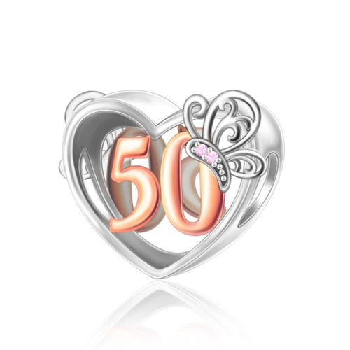 Amarante Jewelry 50th Birthday Butterfly Heart Charm