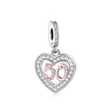 Amarante Jewelry 50th Birthday Rose Gold Heart Dangle Charm