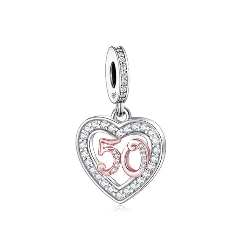 Amarante Jewelry 50th Birthday Rose Gold Heart Dangle Charm