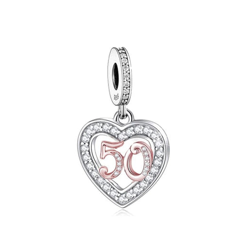 Amarante Jewelry 50th Birthday Rose Gold Heart Dangle Charm