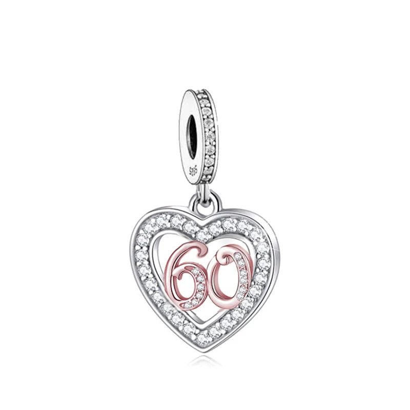 Amarante Jewelry 60th Birthday Rose Gold Heart Dangle Charm