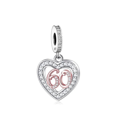 Amarante Jewelry 60th Birthday Rose Gold Heart Dangle Charm