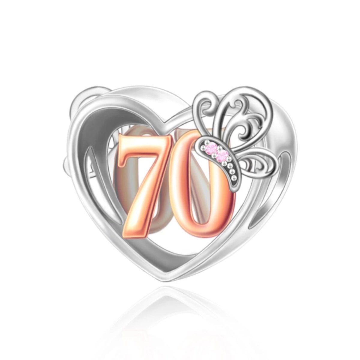 Amarante Jewelry 70th Birthday Butterfly Heart Charm