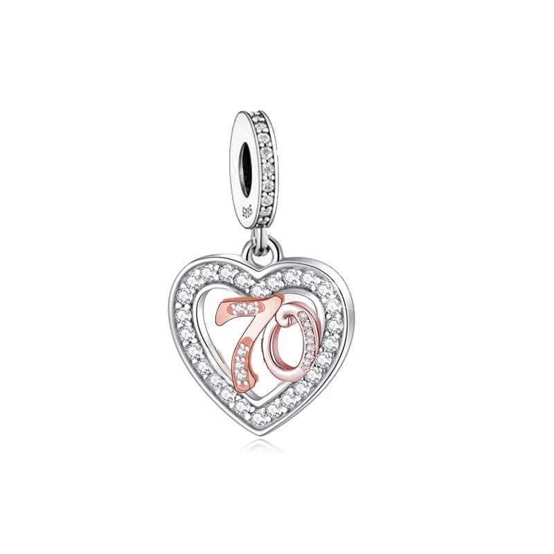 Amarante Jewelry 70th Birthday Rose Gold Heart Dangle Charm