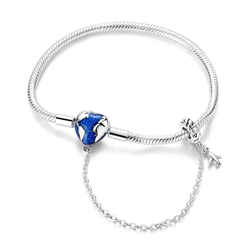 World Map & Airplane Safety Chain Refined Bracelet
