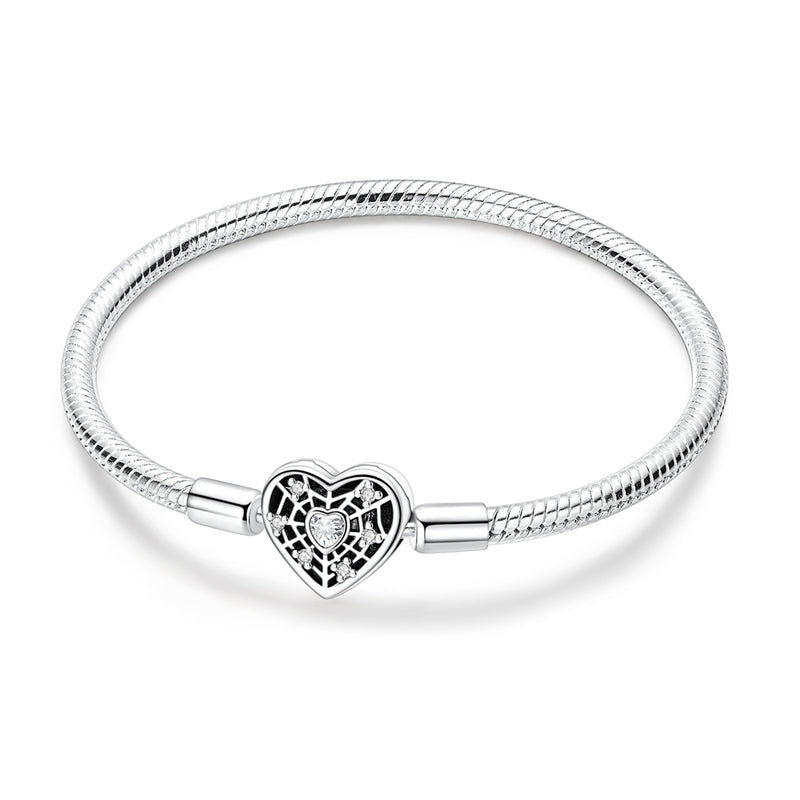 Shimmering Heart Clasp Snake Chain Bracelet