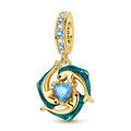 Gold Blue Dolphins with Heart Ocean Sparkle Dangle Charm