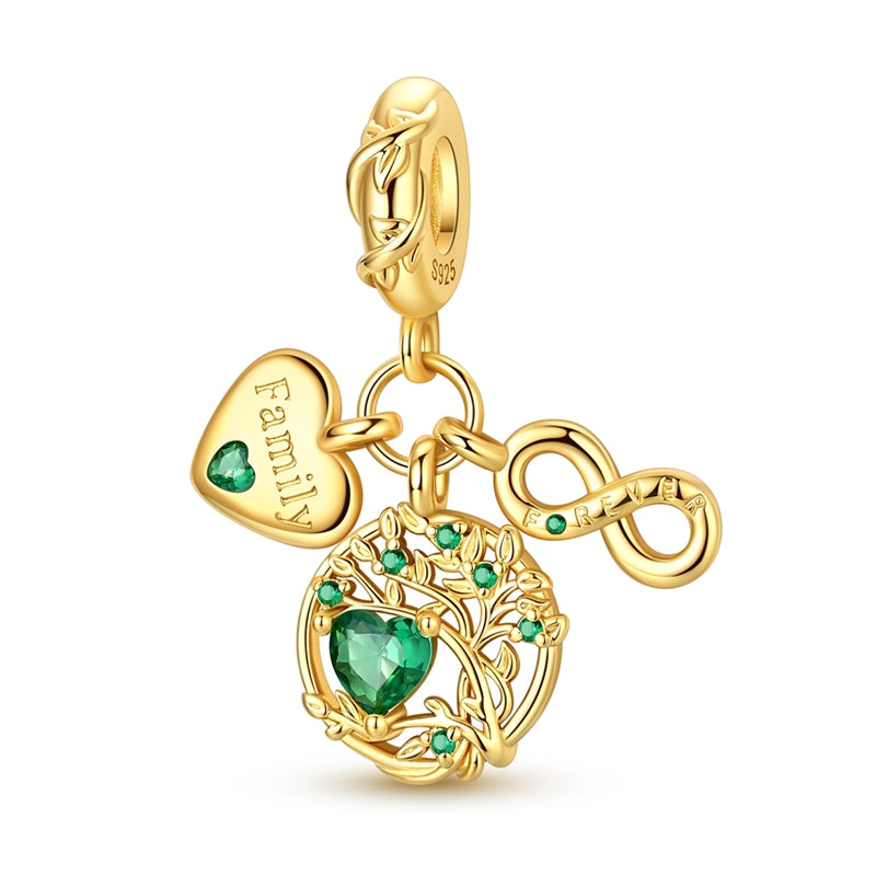 Gold Family Tree of Life & Forever Dangle Charm