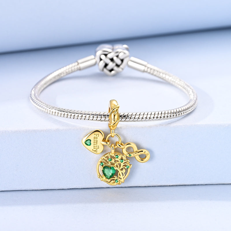 Gold Family Tree of Life & Forever Dangle Charm