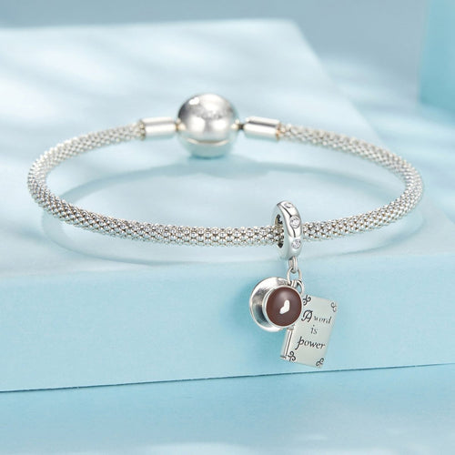 Amarante Jewelry "A Word is Power" Book & Coffee Dangle Charm