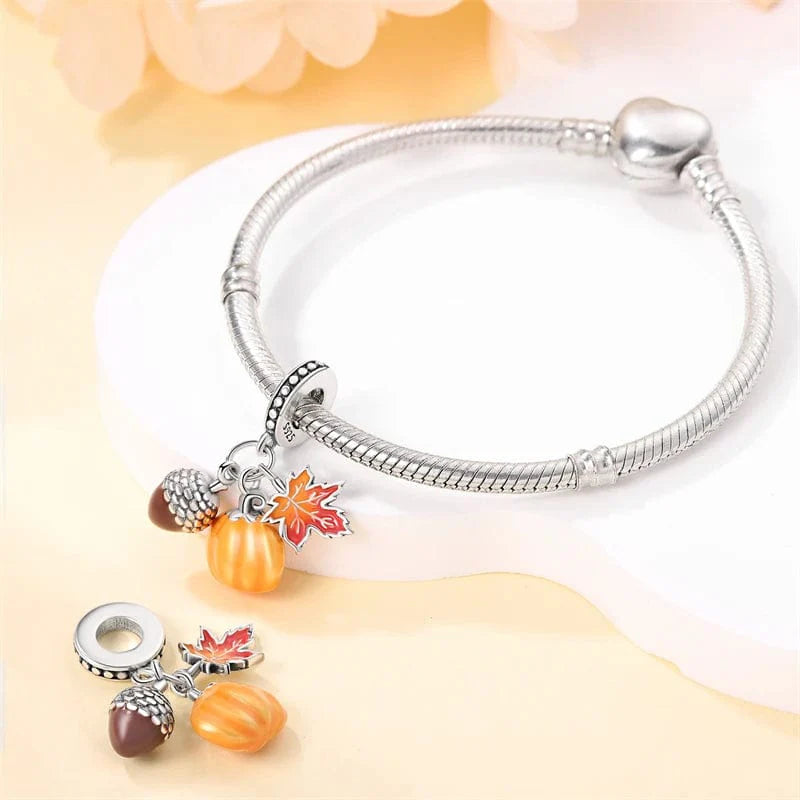 Amarante Jewelry Acorn, Pumpkin & Maple Leaf Triple Dangle Charm