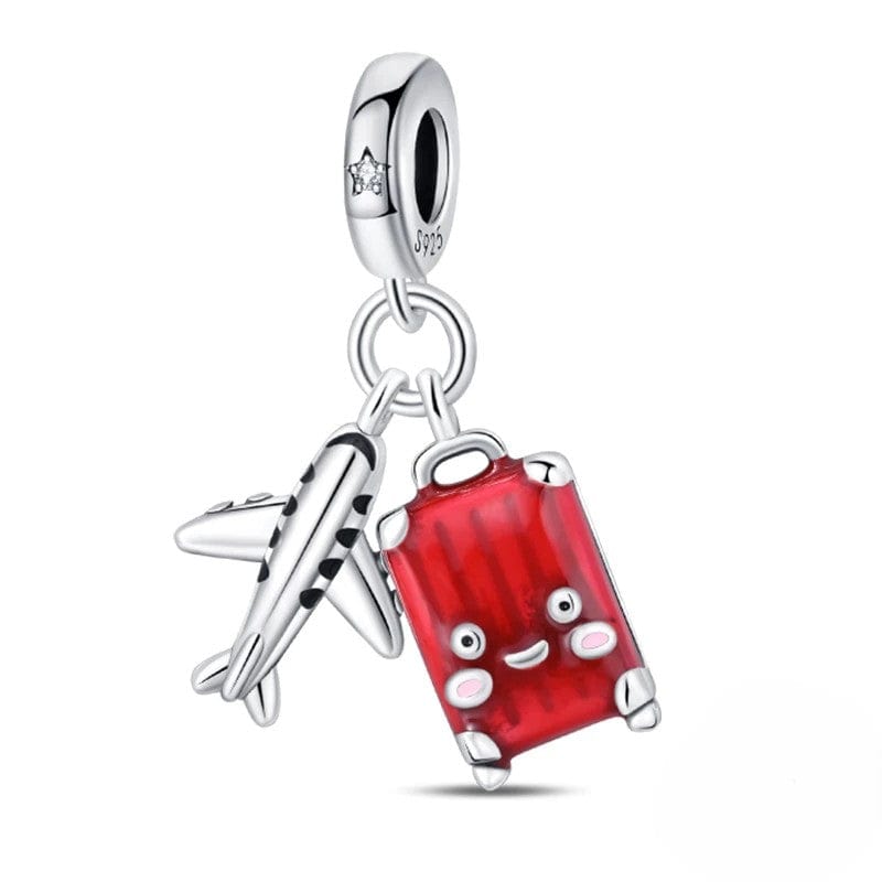 Amarante Jewelry Airplane and Red Suitcase Dangle Charm