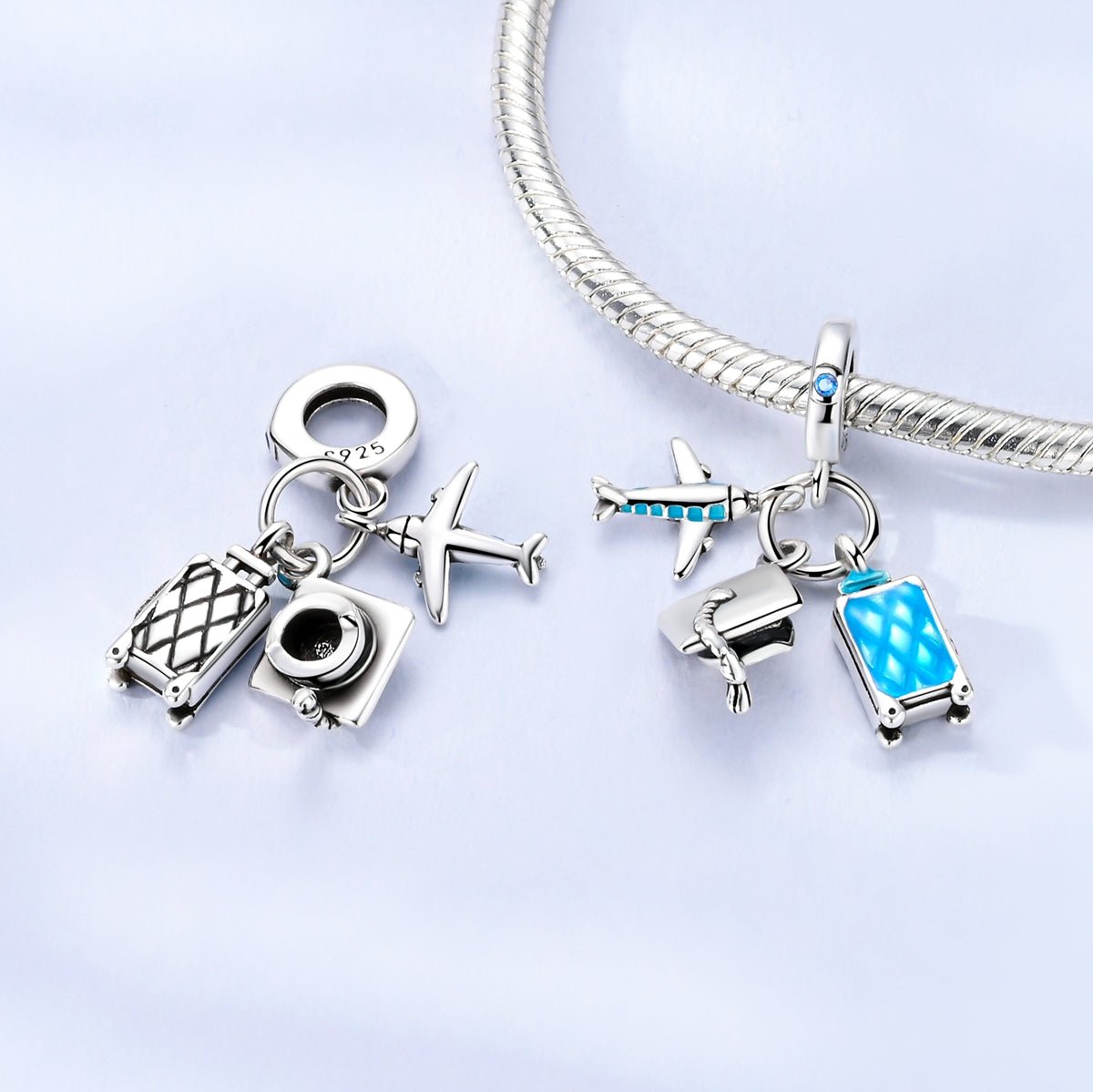 Amarante Jewelry Airplane, Graduation Cap & Suitcase Travel Dangle Charm