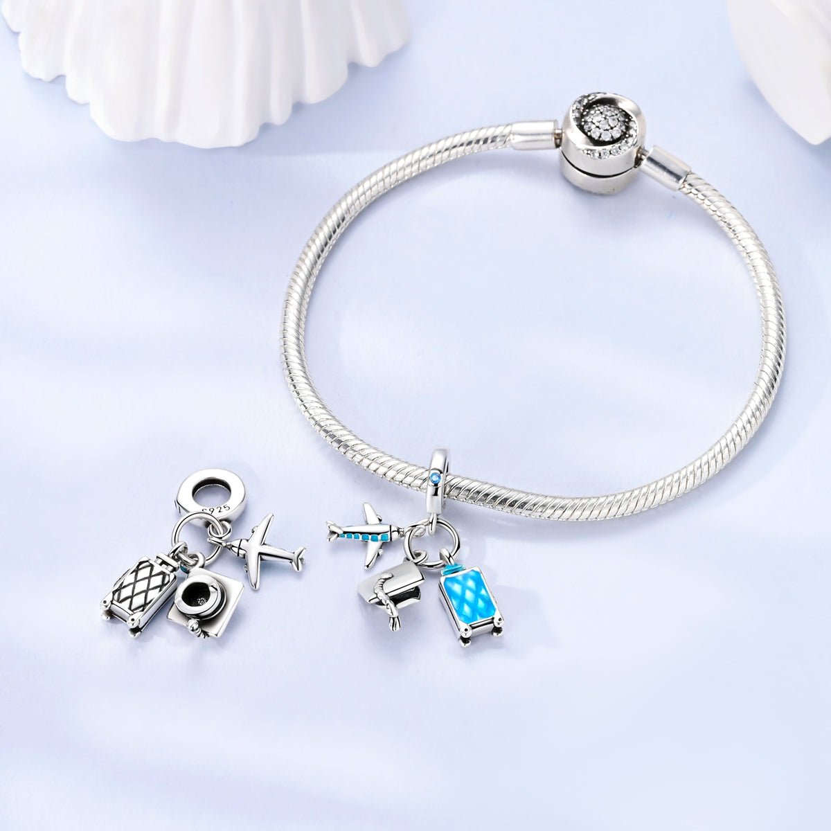Amarante Jewelry Airplane, Graduation Cap & Suitcase Travel Dangle Charm