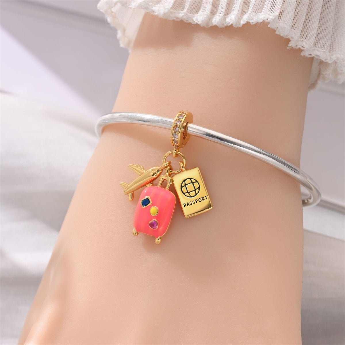 Amarante Jewelry Airplane, Passport & Suitcase Travel Dangle Charm
