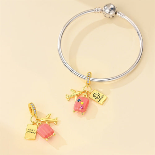 Amarante Jewelry Airplane, Passport & Suitcase Travel Dangle Charm