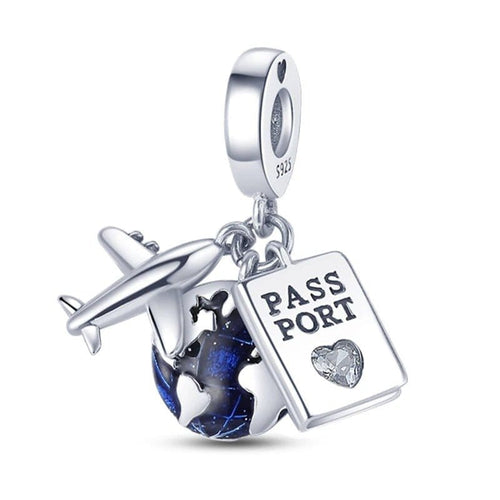 Amarante Jewelry Airplane Passport Travel Charm