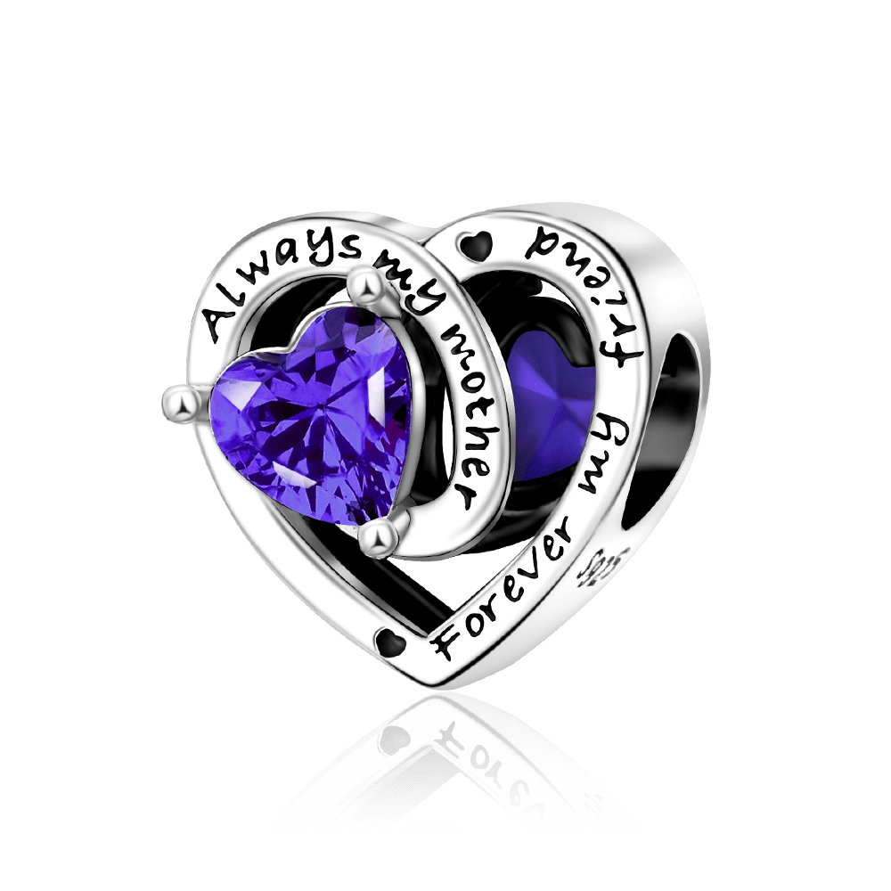 Amarante Jewelry Always My Mother, Forever My Friend Birthstone Heart Charm