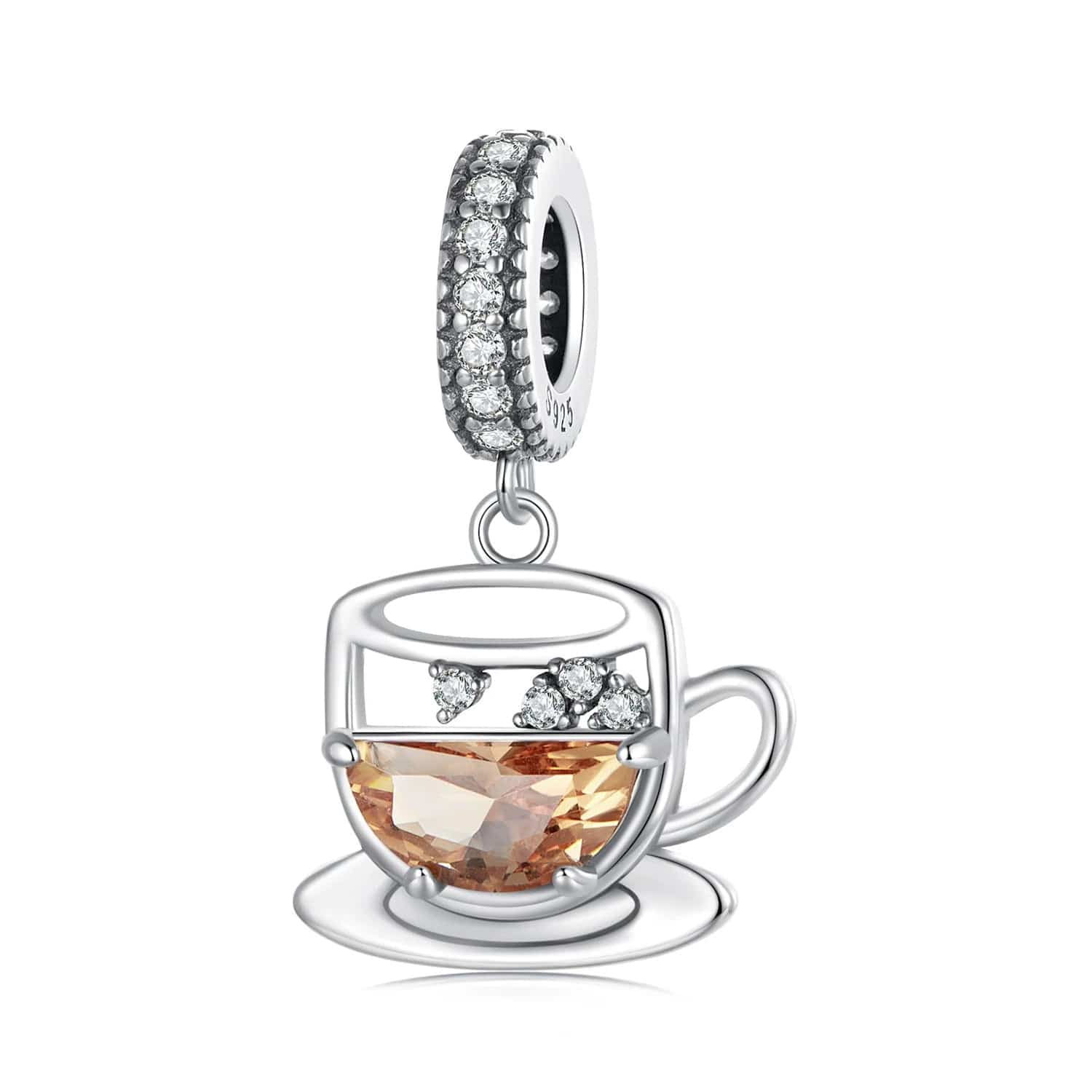 Amarante Jewelry Amber Coffee Cup & Saucer Dangle Charm