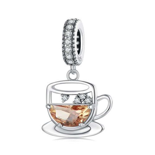Amarante Jewelry Amber Coffee Cup & Saucer Dangle Charm