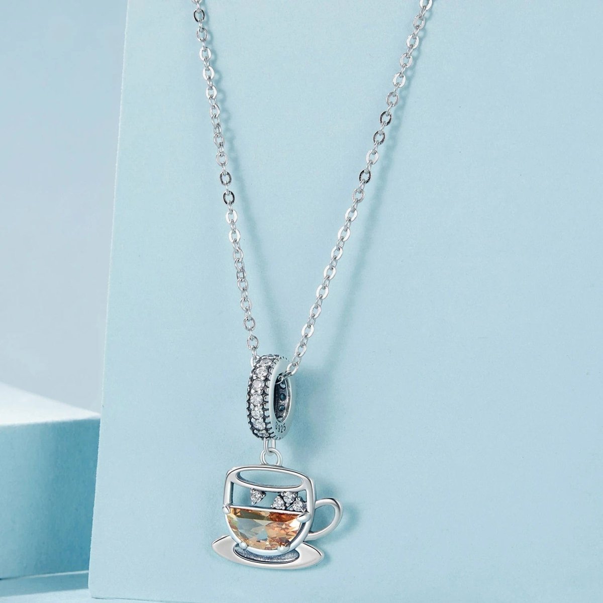Amarante Jewelry Amber Coffee Cup & Saucer Dangle Charm