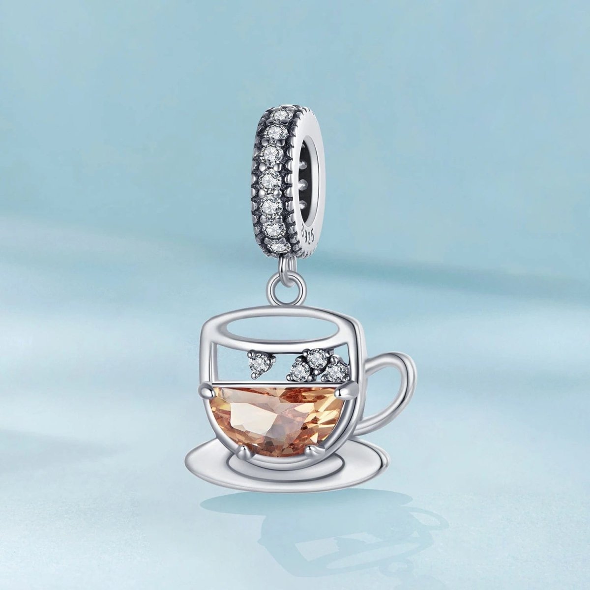 Amarante Jewelry Amber Coffee Cup & Saucer Dangle Charm
