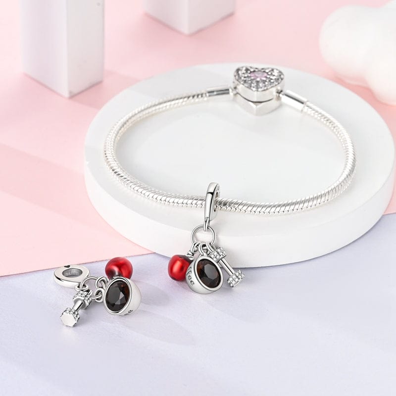 Amarante Jewelry Apple, Coffee, & Dumbbell Fitness Charm