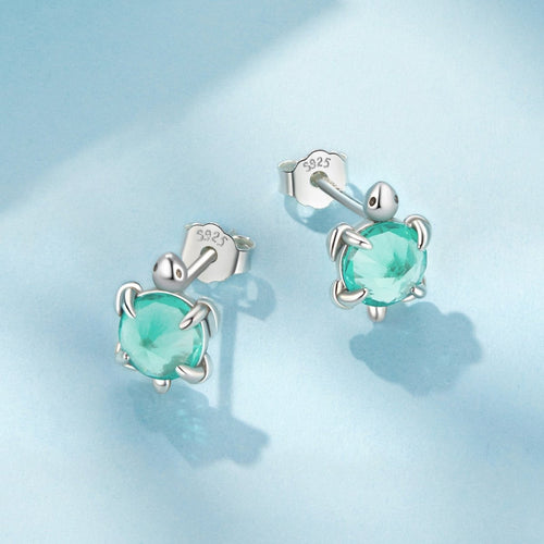 Amarante Jewelry Aqua Sea Turtle Stud Earrings