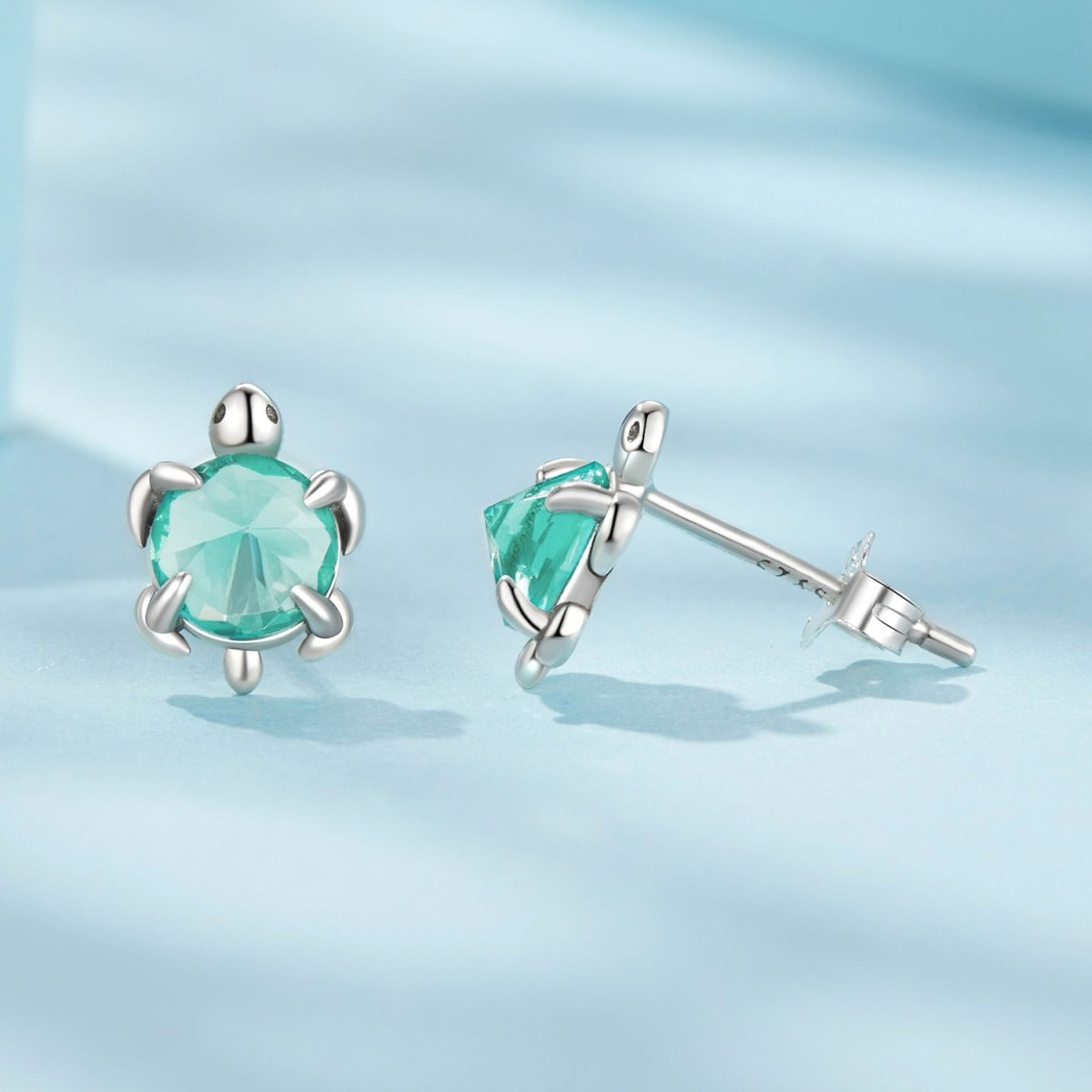 Amarante Jewelry Aqua Sea Turtle Stud Earrings