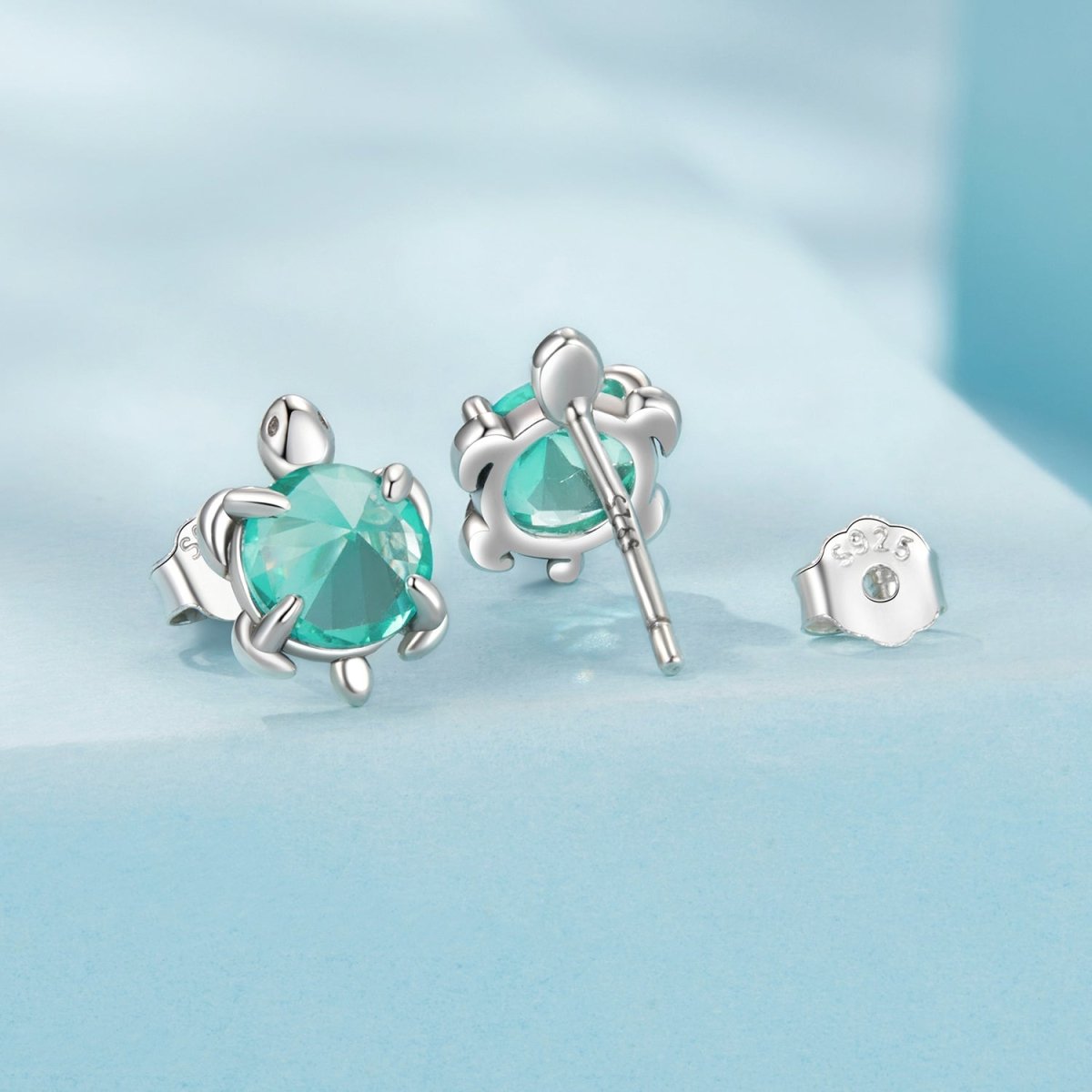 Amarante Jewelry Aqua Sea Turtle Stud Earrings