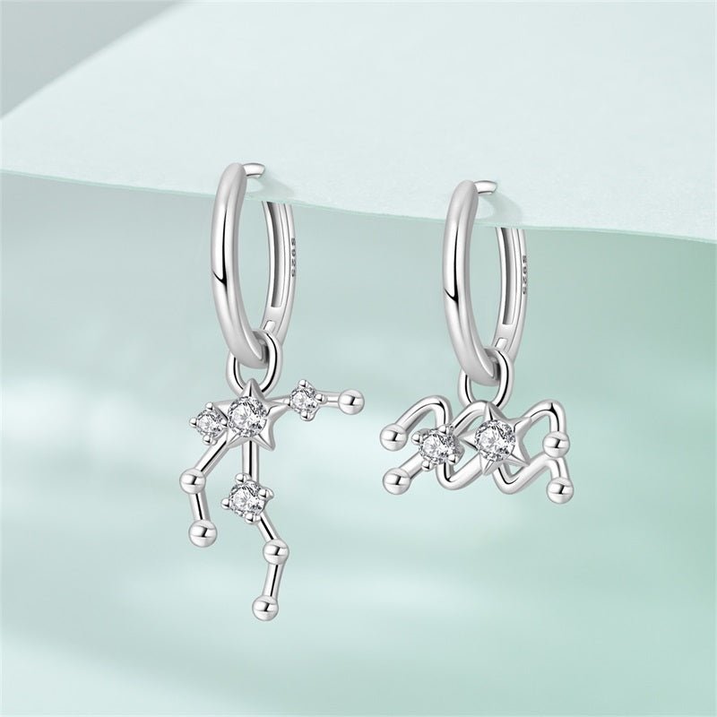 Amarante Jewelry Aquarius Constellation Zodiac Hoop Earrings