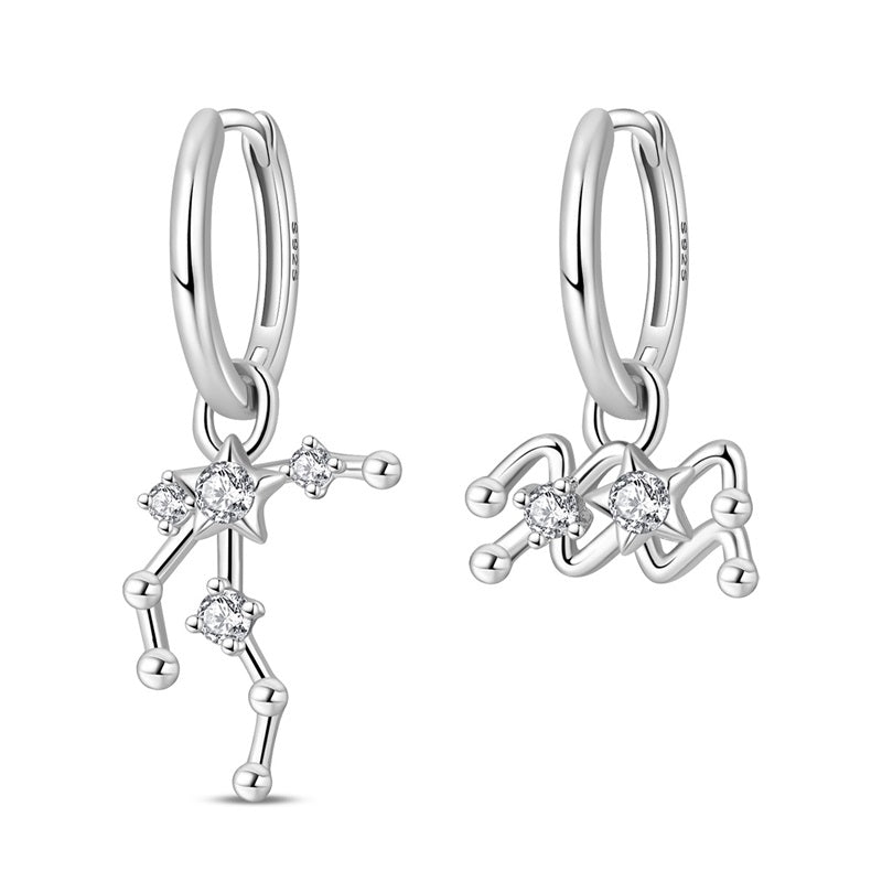Amarante Jewelry Aquarius Constellation Zodiac Hoop Earrings