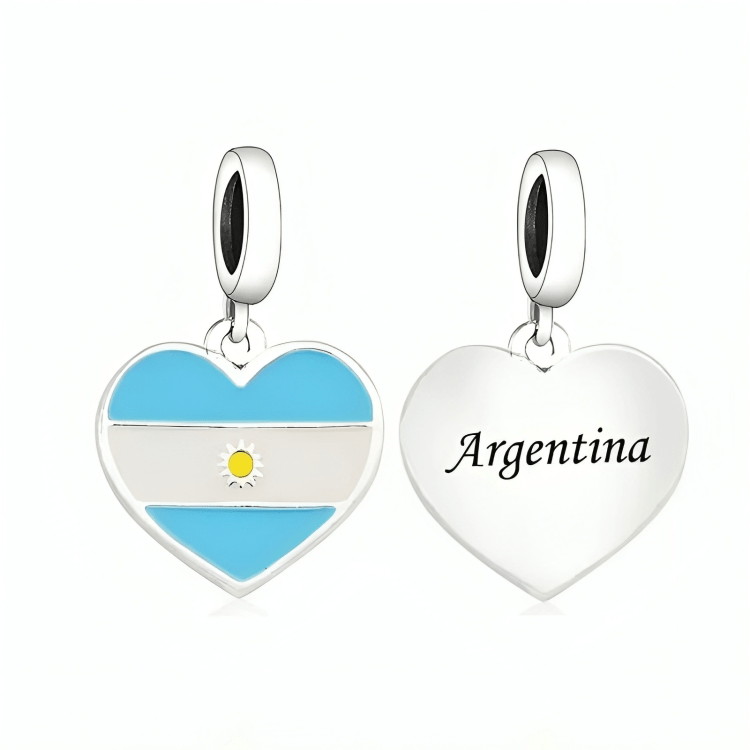 Amarante Jewelry Argentina Flag Heart Dangle Dangle Charm