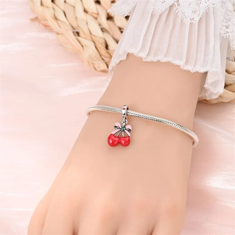 Amarante Jewelry Asymmetrical Cherry Fruit Dangle Charm