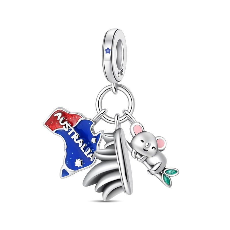 Amarante Jewelry Australia Map, Koala & Sydney Opera House Dangle Charm