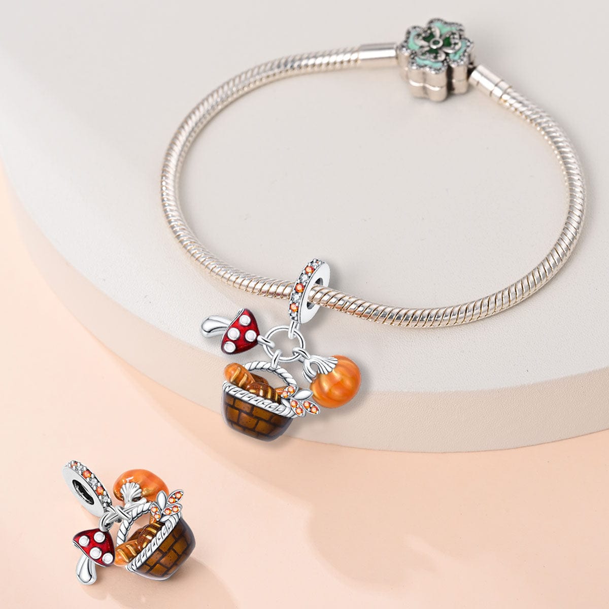 Amarante Jewelry Autumn Basket Mushroom, Bread & Pumpkin Charm