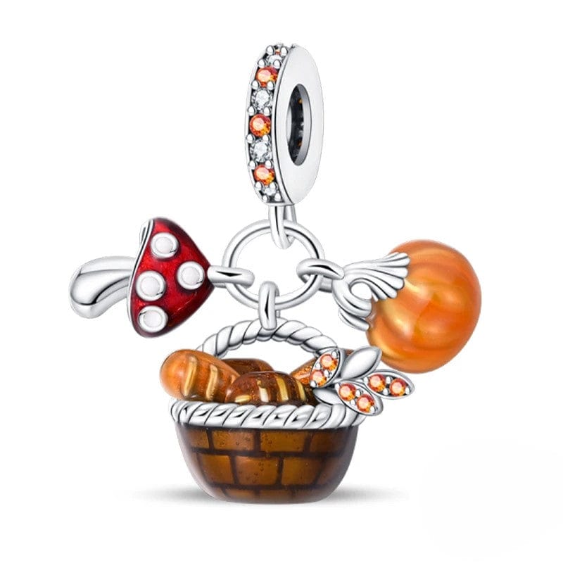 Amarante Jewelry Autumn Basket Mushroom, Bread & Pumpkin Charm