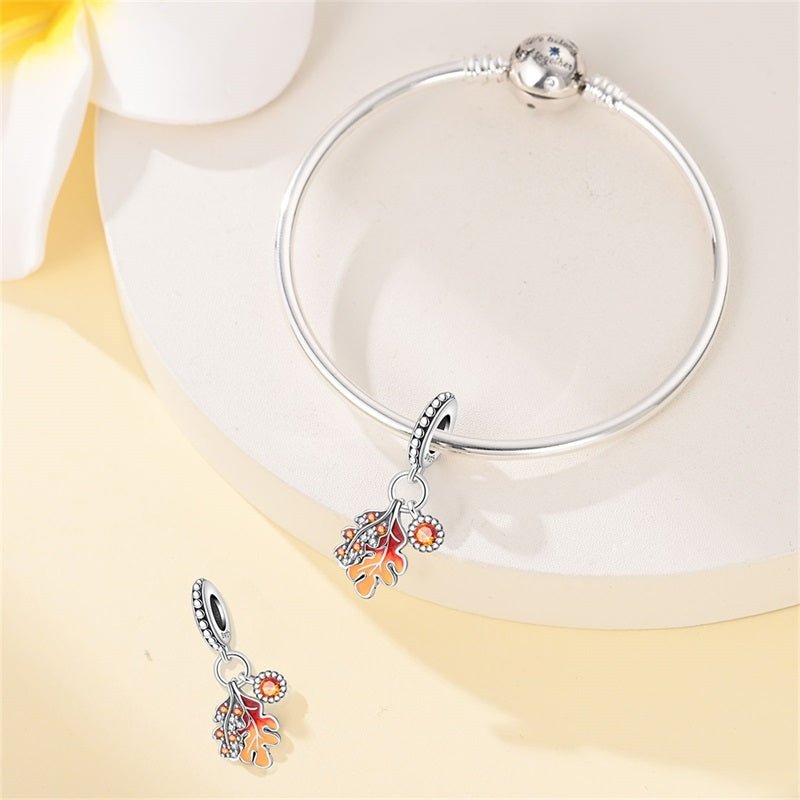 Amarante Jewelry Autumn Maple & Oak Leaves Dangle Charm