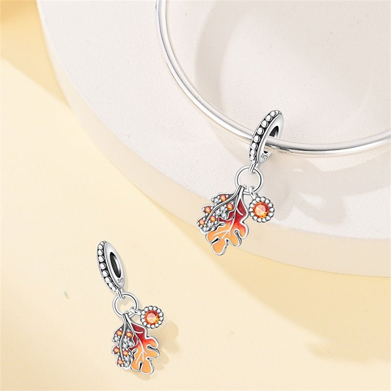 Amarante Jewelry Autumn Maple & Oak Leaves Dangle Charm