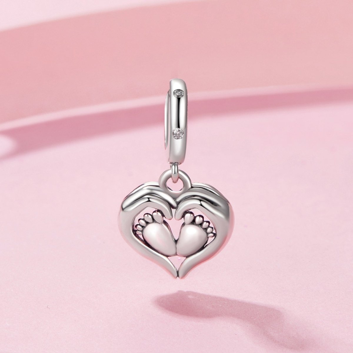 Amarante Jewelry Baby Feet in Heart Hands Dangle Charm